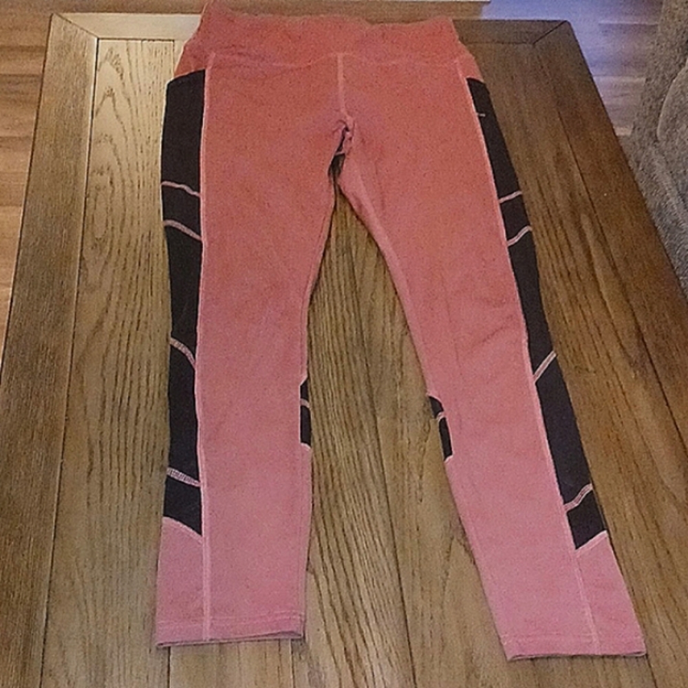 Athletic pink and black leggings